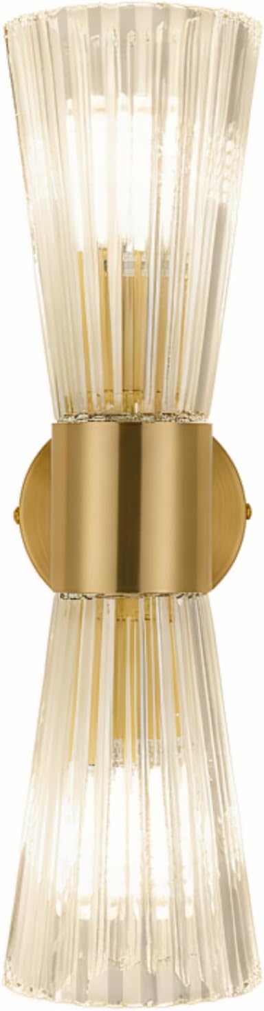 40 Cm Große Wandleuchte Aus Messing Mit Goldenen Kristallakzenten, Wandleuchte Für Den Innenbereich Mit Glas- Und Goldfuß (leuchtmittel Nicht Enthalten)