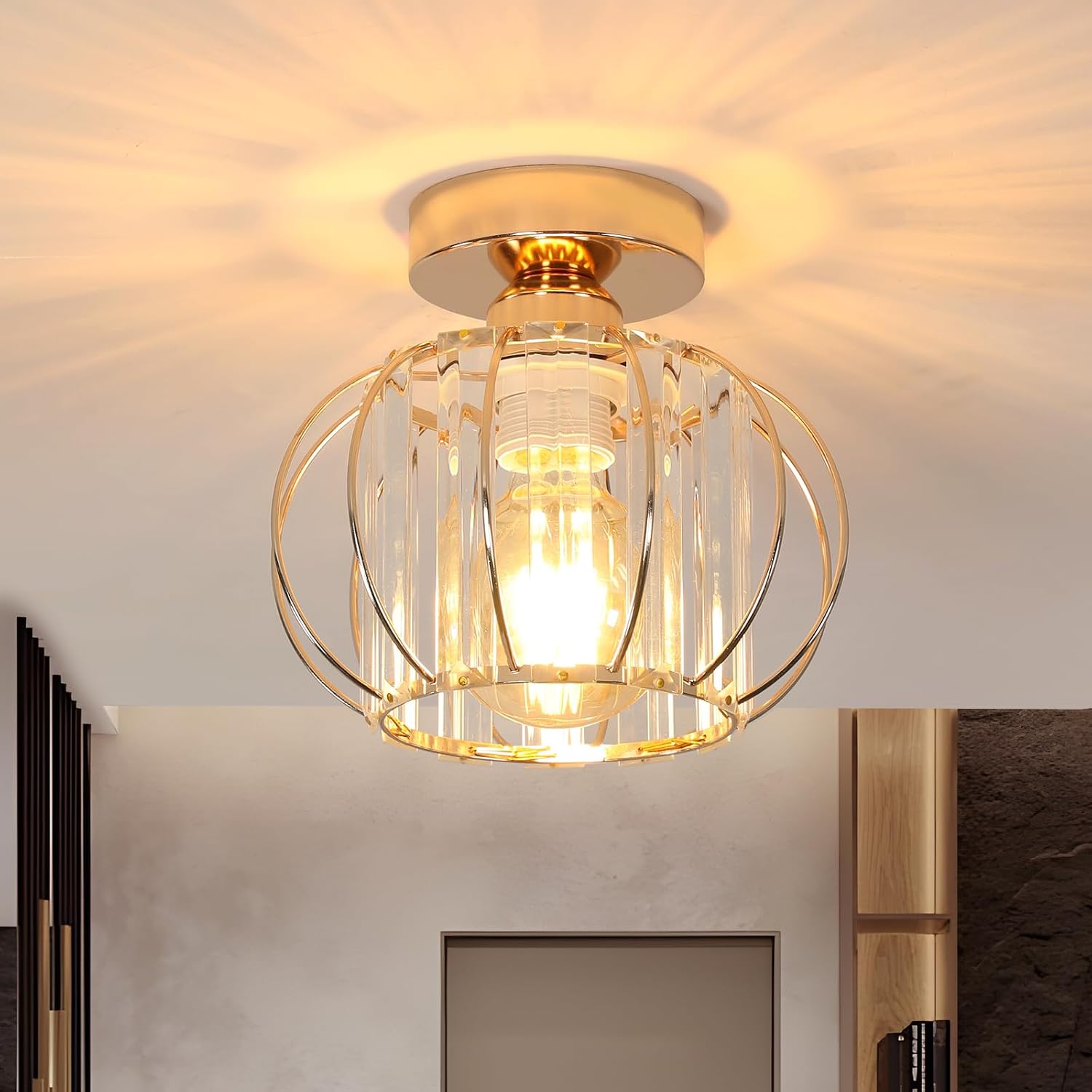 Vintage-deckenleuchte Aus Metall Und Glas, Elegantes Und Vielseitiges Design, Robuste Konstruktion, Einfache Montage Für Die Inneneinrichtung Verschiedener Räume