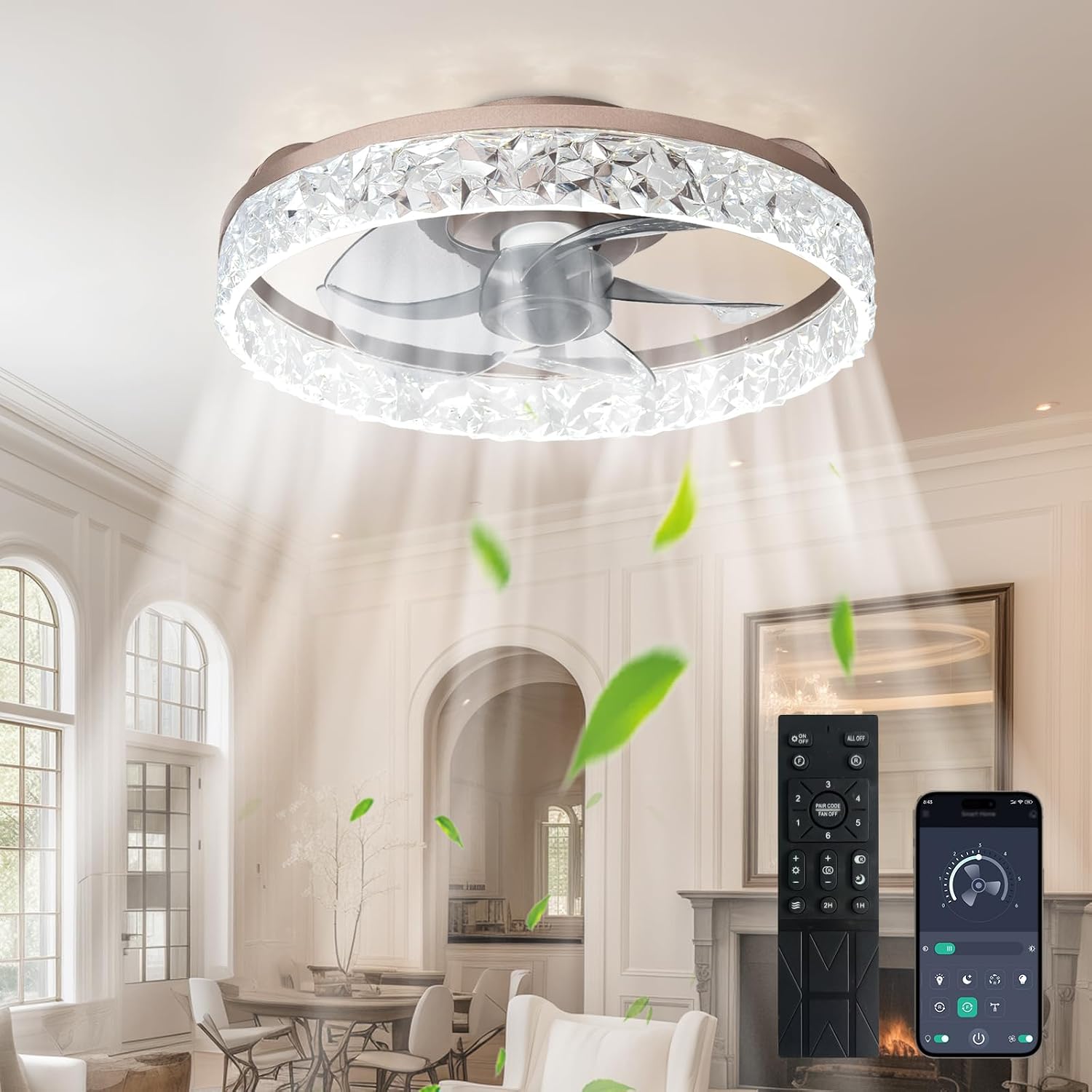 Einzelner Deckenventilator Mit Licht Und Fernbedienung, 40 Cm Flacher Deckenventilator Mit 6 Geschwindigkeitsstufen Und 3 Farbtemperaturen, Dimmbare Led-beleuchtung (3000–6500 K) Für Das Schlafzimmer