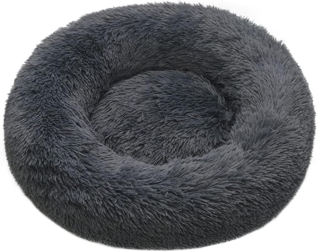 Schwarzes, 60 Cm Großes, Bequemes Donut-kleintierbett, Maschinenwaschbar, Rutschfest, Für Drinnen, Draußen Und Auf Reisen