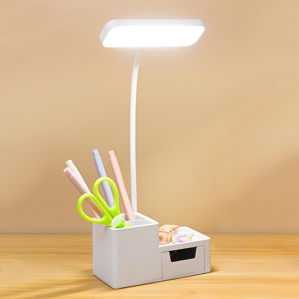 Dimmbare Led-tischleuchte, Kindertischleuchte Mit Türstift Und Kleine Schublade, Usb-aufladbar, 3 Beleuchtungsmodi Zum Lernen Und Lesen