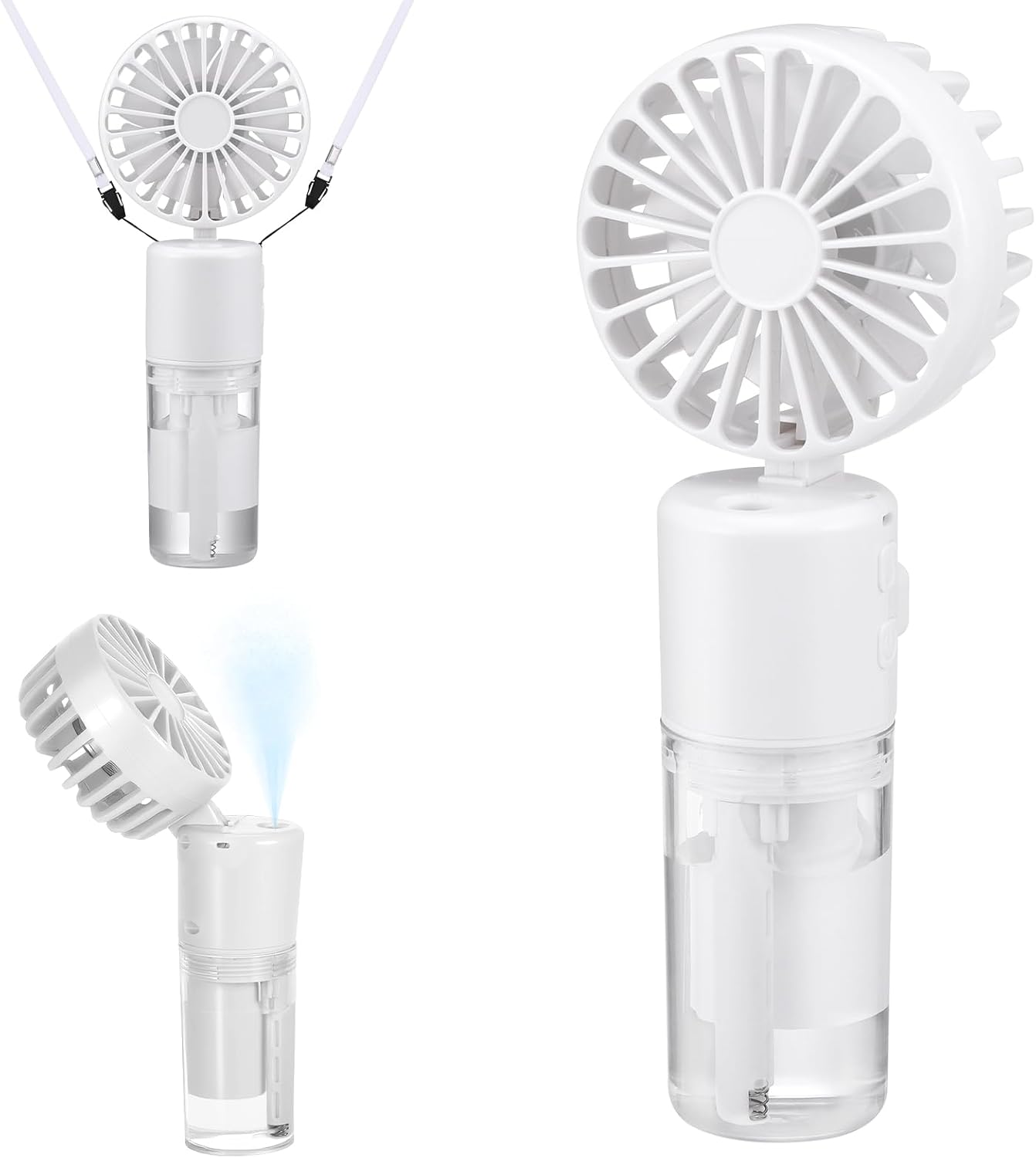 Mini-ventilator, Tragbarer Zerstäuber, 5–21 Stunden Arbeit, Weiß, Tragbar, 4000 Mah, Tragbar, Wiederaufladbar, Usb, Biegsam, Leise Für Zuhause, Büro, Außen, Reise
