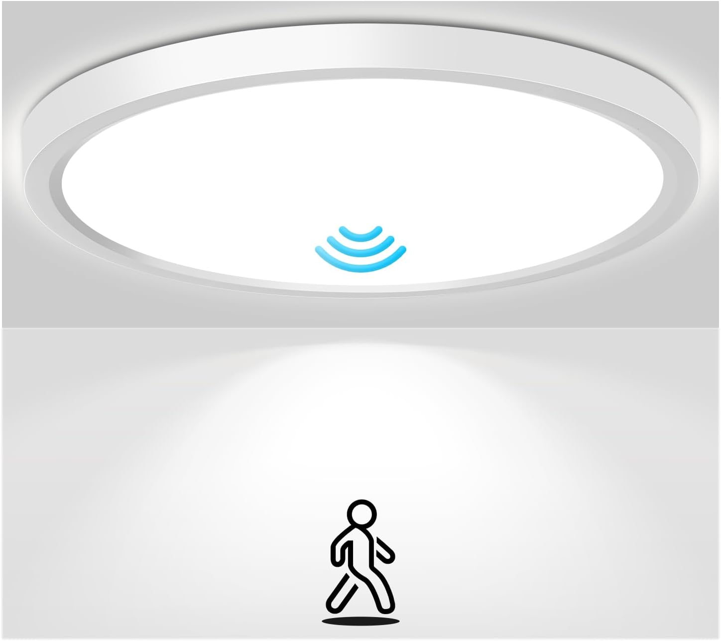 Deckenleuchte Mit Bewegungsmelder (innen, Radar), Dämmerungssensor, 4000k Ultradünne Flachbildschirmlampe Für Dachboden, Balkon, Badezimmer