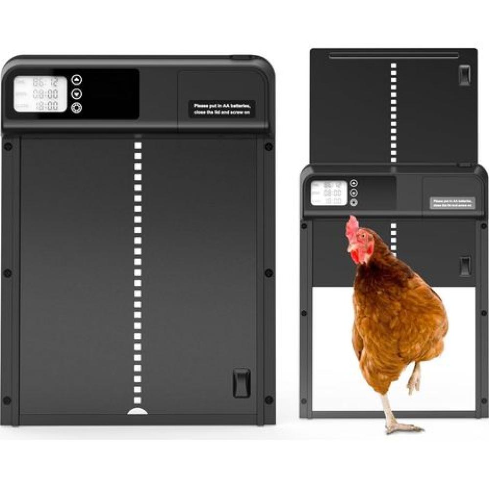 Automatische Hühnerstalltür Aus Aluminium, Ip45 Wasserdicht, 24-stunden-programmierbar, Einklemmschutz, Einfache Und Sichere Installation Für Geflügel