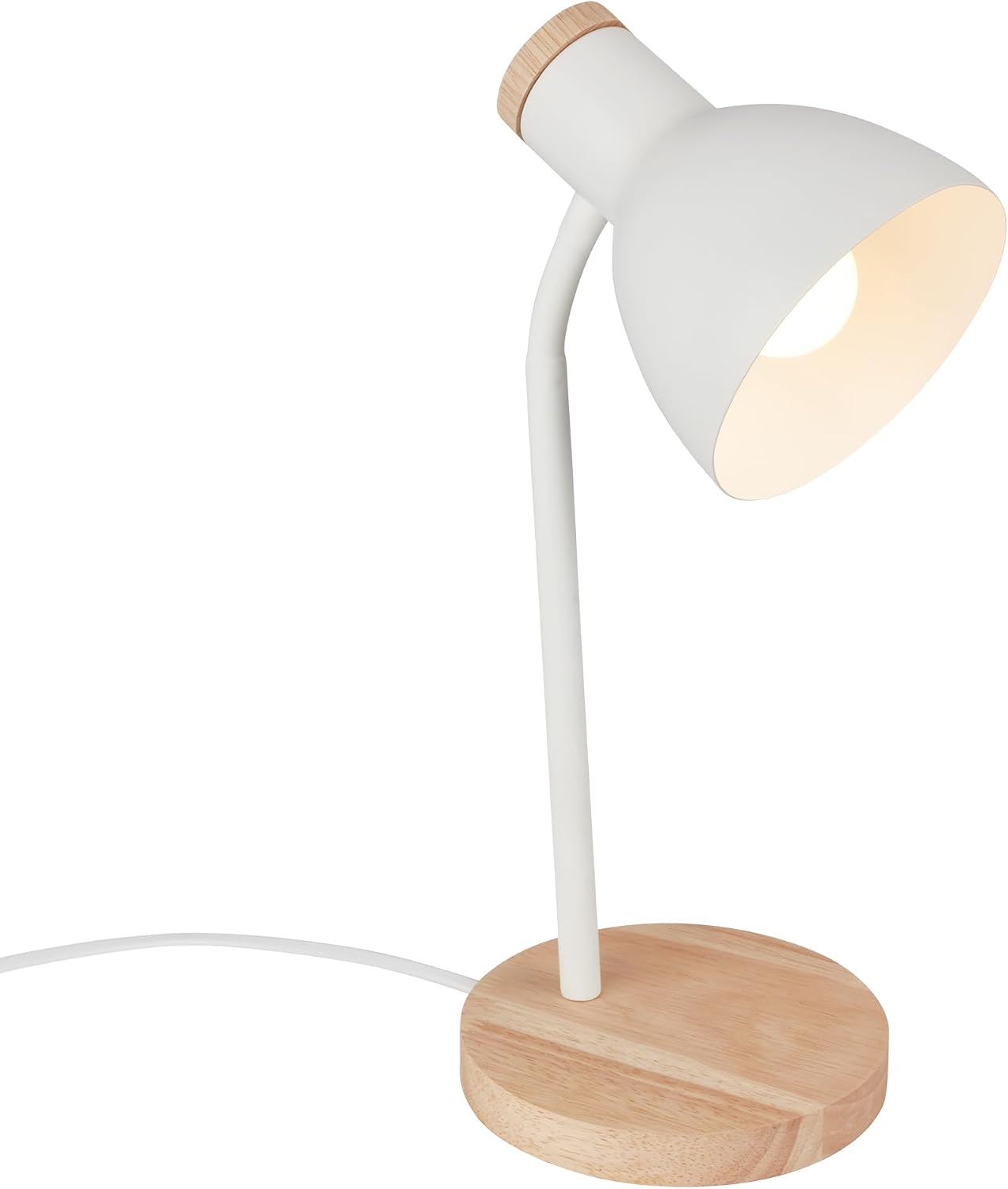 Skandinavische Tischleuchte Aus Weißem Holz, Ø 140 Mm, H 380 Mm, Nachttisch-/schreibtischleuchte, E14-fassung, 10 W, 1,5 M Kabel, Schalter, Kompakte, Dekorative Mehrraumleuchte Für Wohnzimmer, Schlafz
