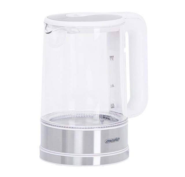 MS 1301 weißer Glaswasserkocher 1,7 L mit Temperaturregelung.