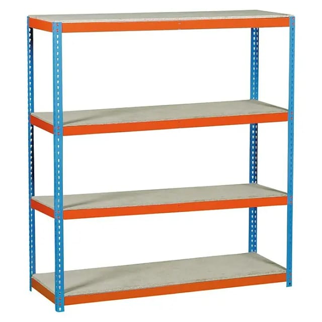 Simonrack Regalsystem ohne Schrauben blau orange robust