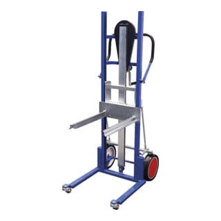 VARIOfit Materialheber mit Gabelzinken Tragkraft 250kg Vollgummibereifung Enzianblau RAL 5010