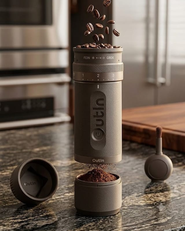 OutIn Fino Elektrische Kaffeemühle Kegelmahlwerk Weiß