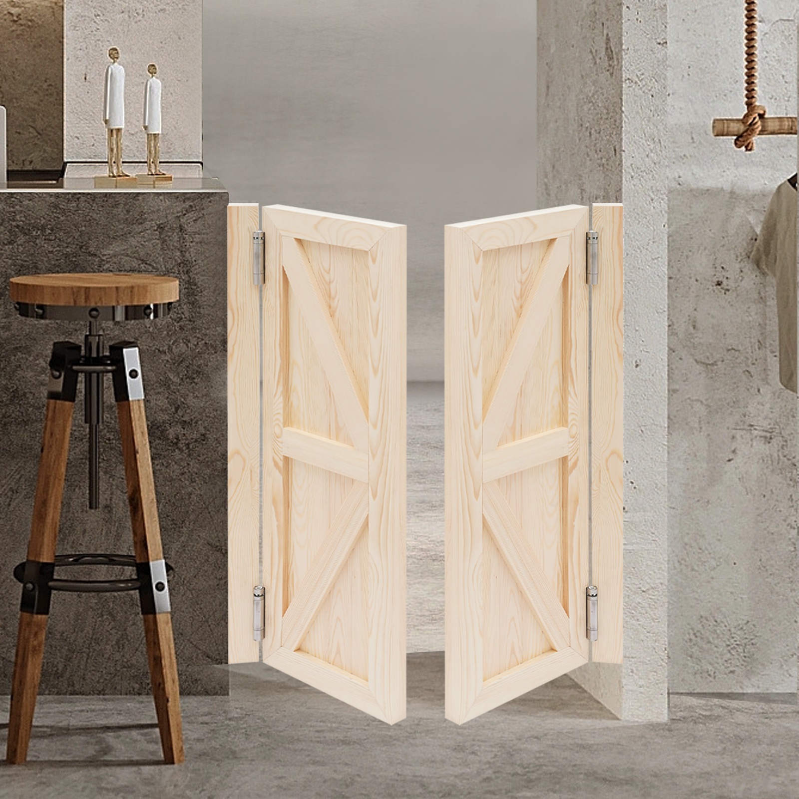 Doppelte Schwingtür, Café-schwingtüren, Innentür Aus Massivholz Mit Selbstschließfunktion, Küchentrennung, Halbtür (b70 X H90 Cm)