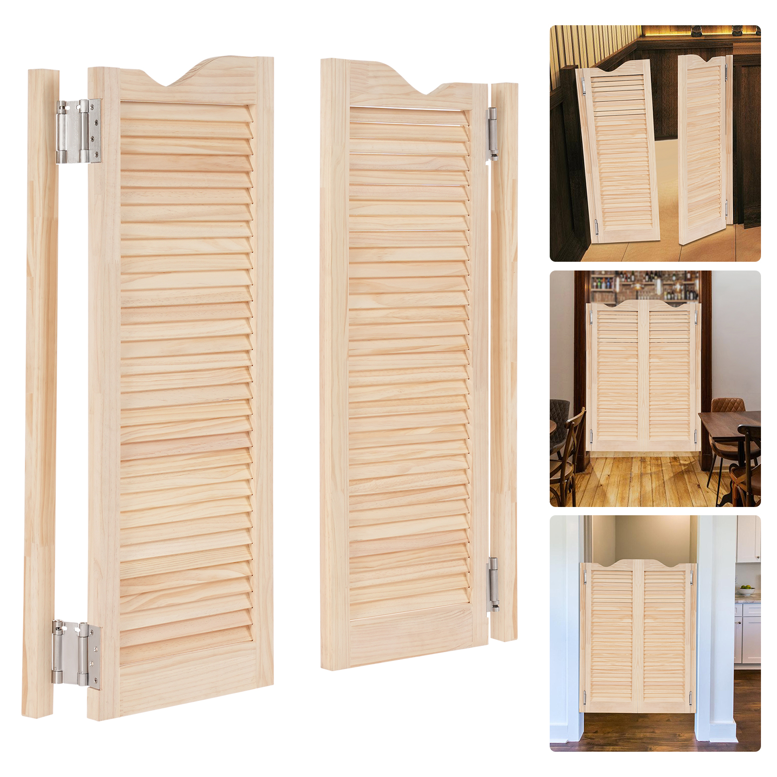 Innen-schwingtüren, Schwingtüren Aus Kiefernholz Mit 1,34 Zoll Dicke, Wohnzimmertüren Mit Scharnieren, Lamellentüren Mit Stabilen Beschlägen, Innentüren Aus Holz (32 X 42 Zoll)