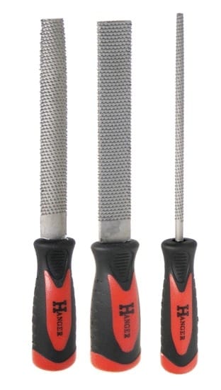 Hänger Set aus 3 Holzfeilen aus Stahl 200 mm