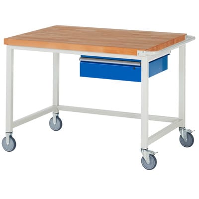 Fahrbare Werkbank 8001, B1250xT900xH880mm, 1x Schublade-TA - RAU