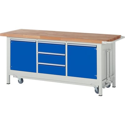 Werkbank mit absenkbarem Fahrgestell Modell 8569 b 2000 x t 700 x h 880mm - RAU