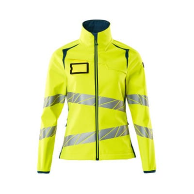 Mascot Soft Shell Jacke, Damenpassform Soft Shell Jacke Gr. XL, hi-vis gelb/dunkelpetroleum