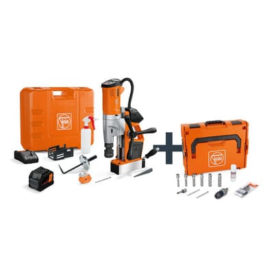 Akku-Universal-Magnet-Kernbohrmaschine bis 35 mm mit Anwenderset akbu 35 pmqw 18 v as Construction-Site Set / 1x 12,0 Ah Akku + Ladegerät