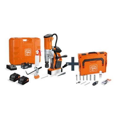 Akku-Universal-Magnet-Kernbohrmaschine bis 35 mm mit Anwenderset akbu 35 pmqw 18 v as Construction-Site Set / 2x 8,0 Ah Akku + Ladegerät