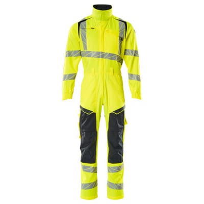 Overall, Knietaschen, Stretch-Einsätze Kombination Gr. 5XL, hi-vis gelb/schwarzblau - Mascot