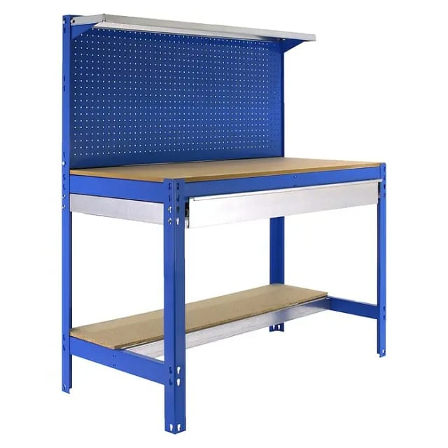 SimonRack - Werkbank-Bausatz 1440x1200x600mm Belastung 600Kg - SIMONWORK BT3 BOX 1200 BLAU/HOLZ