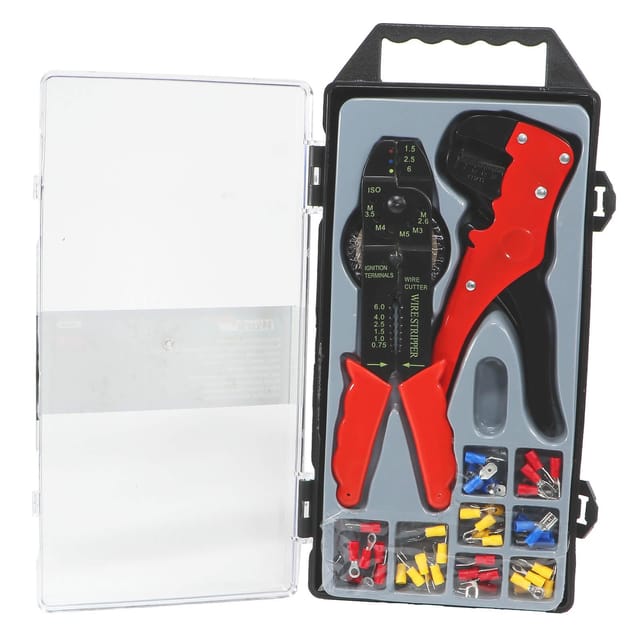 Kabelschuhklemmzange und Abisolierzange Set 45 teilig Kabelschuhe Zangen
