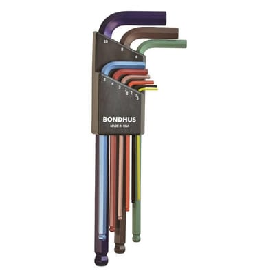 Set mit 9 ColorGuard Winkelschraubern mit Kugelspitze™ in 1,5-10 mm metrisch Bondhus 69499