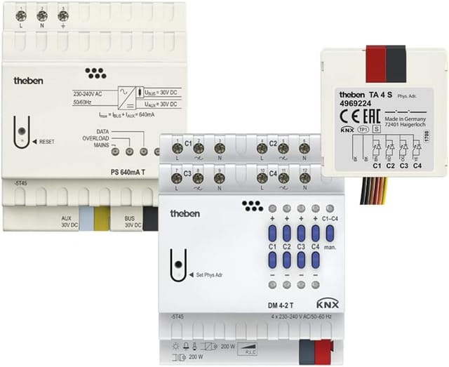 Knx Set 1 fix Spannungsversorgung, Dimmaktor, Tasterschnittstelle - Theben