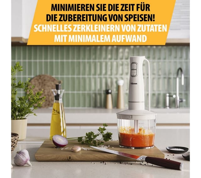 Set de Stabmixer de, spülmaschinenfeste Teile, inkl. abnehmbarem Edelstahl-Schneebesen, Schneebesen, Zerkleinerer, Messbecher, 350 w, MX-4881
