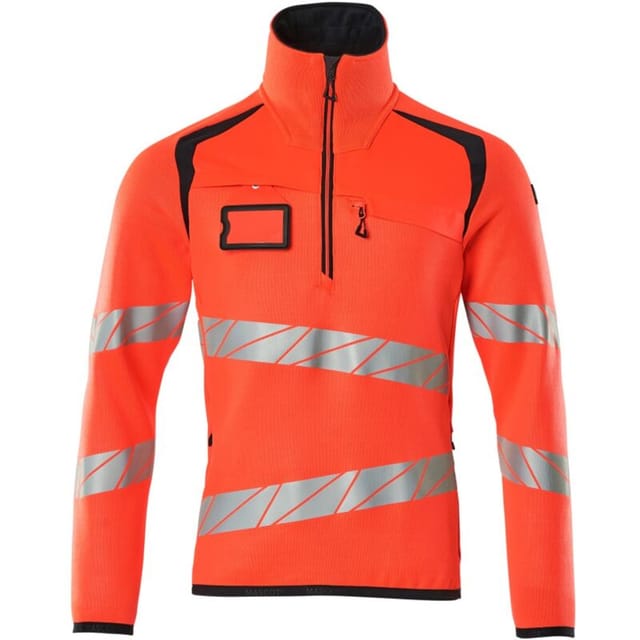 Strickpullover mit kurzem Reißverschluss 5XL hi-vis rot/schwarzblau - Mascot