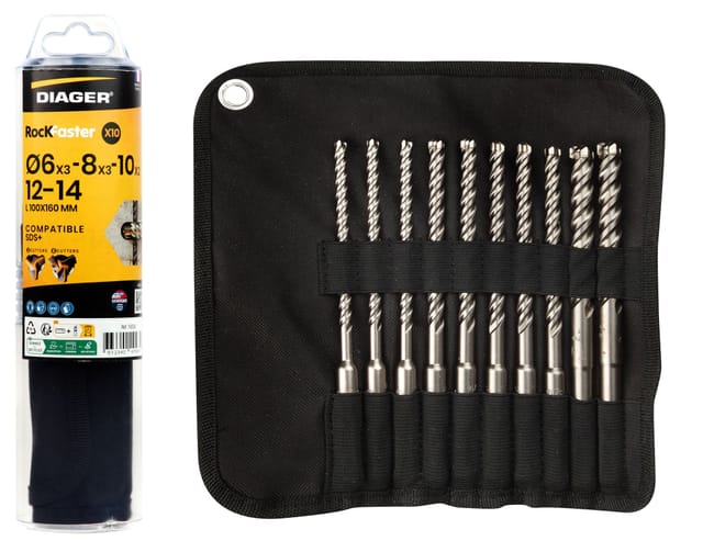 Set mit 10 Betonbohrern sds Plus Rockfaster Diager 1003A