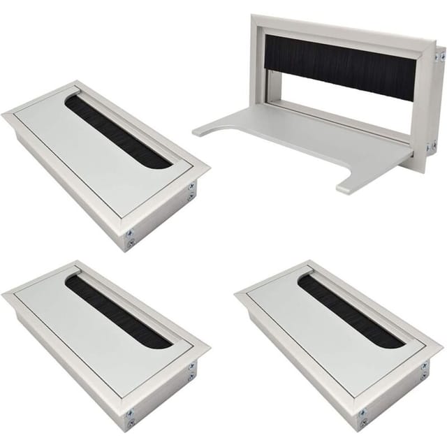 Tigrezy - quadratische Draht-Kabelverschraubungsabdeckung 80 x 160 mm für Einbau auf dem Schreibtisch, Tisch, Kabel-Organizer für Möbel, Aluminium,