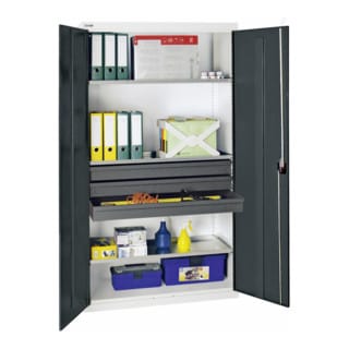 Werkzeug- und Materialschrank 3000, ral 7035/7016, 3 Schubladen, 3 Wannen - Stumpf