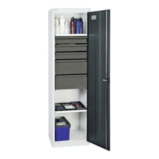 Werkzeug- und Materialschrank 3000, ral 7035/7016, 5 Schubladen, 2 Wannen - Stumpf