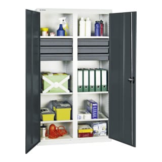 Werkzeug- und Materialschrank 3000, ral 7035/7016, 6 Schubladen, 6 Wannen - Stumpf