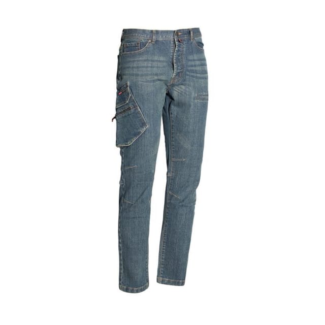 Issaline 8025BP-040 Stretch-Arbeitsjeans mit mehreren Taschen, Blau, L