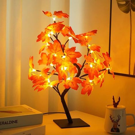 Zolginah Tischleuchte „herbstblätter“, Led-zweigleuchte, Led-lichtbaum, Nachttischlampe Fürs Schlafzimmer, Nachtlicht, Schreibtischlampe, Weihnachtsdekoration, Innendekoration