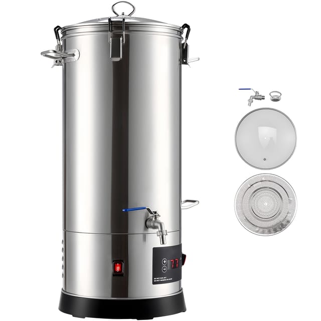 Mophorn Elektrisches Bierbraugerät für den Hausgebrauch, Braukessel mit 30 L Fassungsvermögen, Edelstahlgehäuse aus 304, Maischekochgerät mit