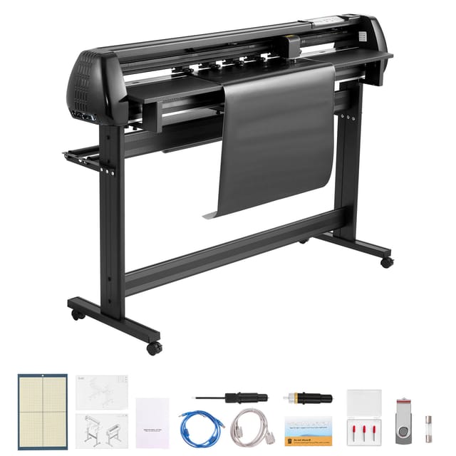 Mophorn Vinylschneidemaschine mit 135 cm maximaler Zufuhrbreite, Doppelklingen und LED-Anzeige, Schneideplotter-Set mit Signmaster-Software,