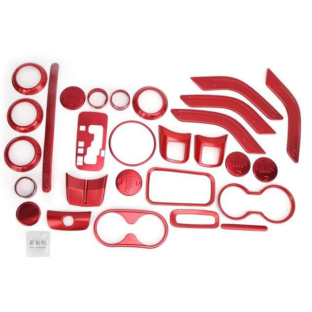 Rotes Interieur-Dekorationsset für Jeep Wrangler JK JKU 2007-2018 (28 Teile)