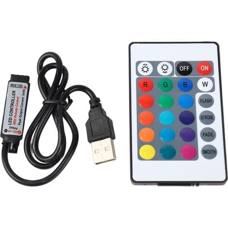 5v Rgb Led-streifenleuchte Mit 24 Tasten, Usb-funkfernbedienung, 6a Lampeneffekt, Ir-controller (0,5 M)