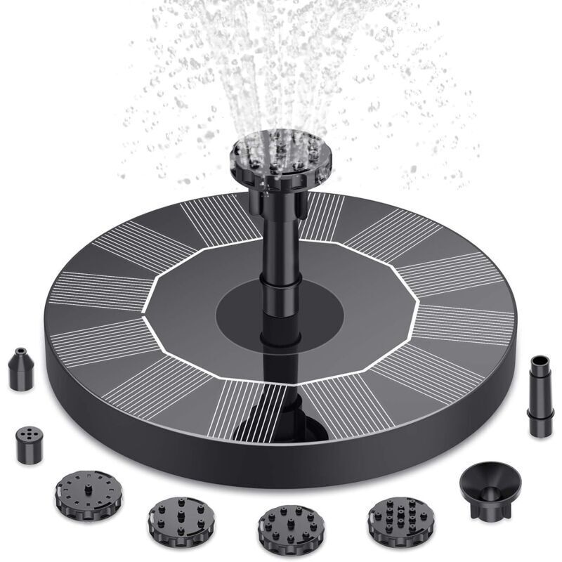 Enowelir Solar-gartenbrunnen Mit 6 Verstellbaren Düsen Und Umweltfreundlicher Pumpe Für Teiche, Gärten, Terrassen Und Patios