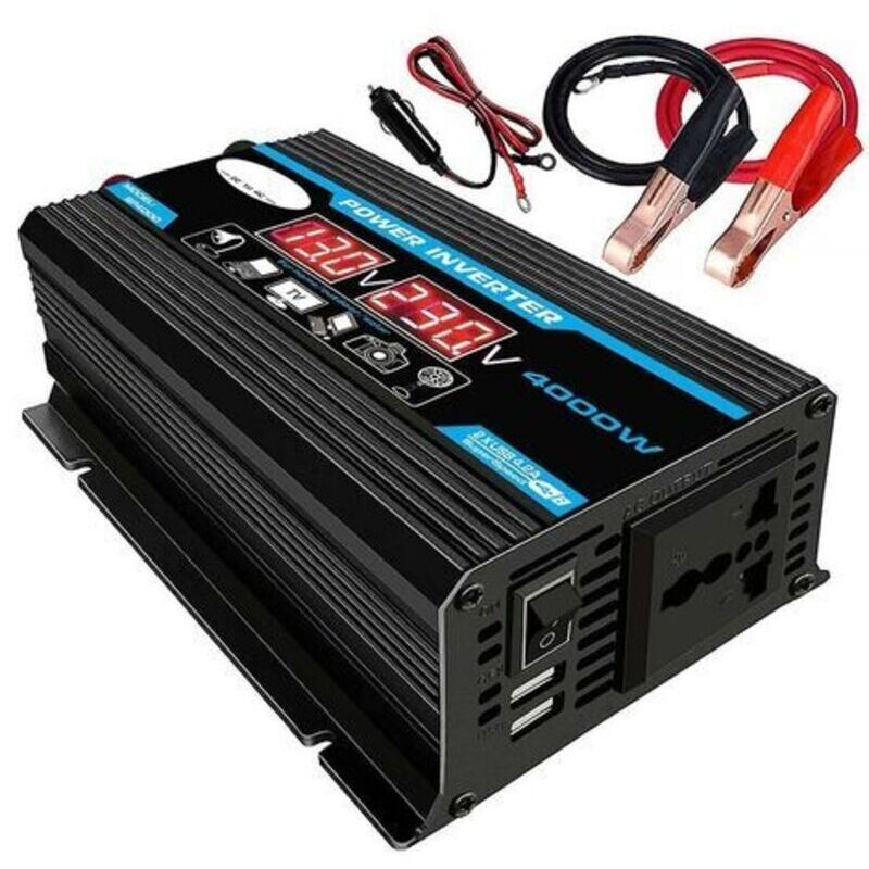 Enowelir 4000w 12v Auf 220v Kfz-wechselrichter, Modifizierte Sinuswelle, Mit Led-anzeige, Integriertem Ladegerät Und Usb-anschlüssen