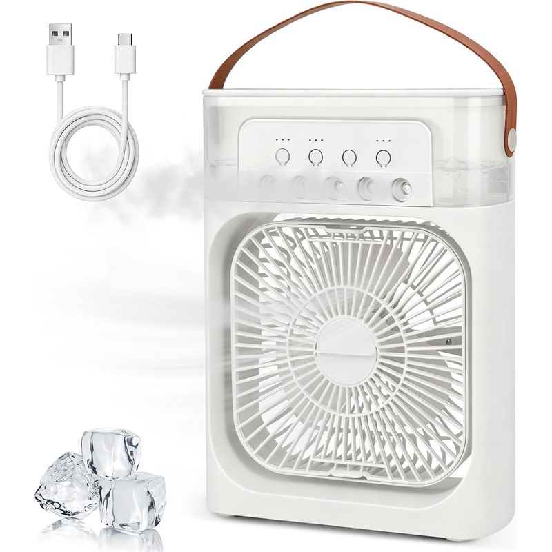 Enowelir 4-in-1 Tragbare, Geräuscharme Klimaanlage Mit Wasserdiffusor, 3 Geschwindigkeitsstufen, Led-timer Für Schlafzimmer, Büro Und Zuhause