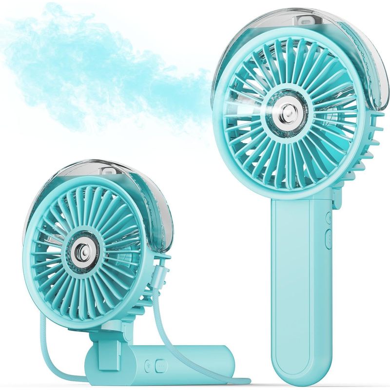 Enowelir Tragbarer Ventilator Mit 180° Faltbarem Sprühnebel, 3 Geschwindigkeitsstufen, Usb-anschluss, Für Garten, Terrasse, Balkon Und Außenbereich