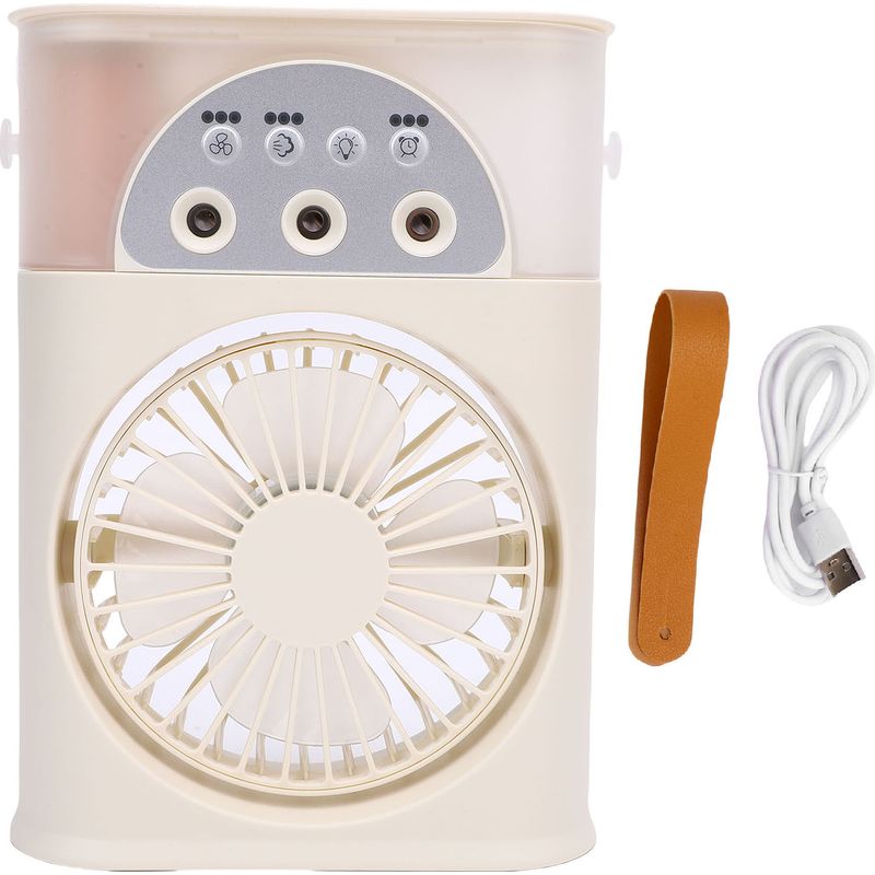Wiederaufladbarer, Tragbarer Luftkühler, 4000-mah-akku, 3 Geschwindigkeitsstufen, 3 Sprühdüsen, 250-ml-wassertank, Leise Und Kompakt