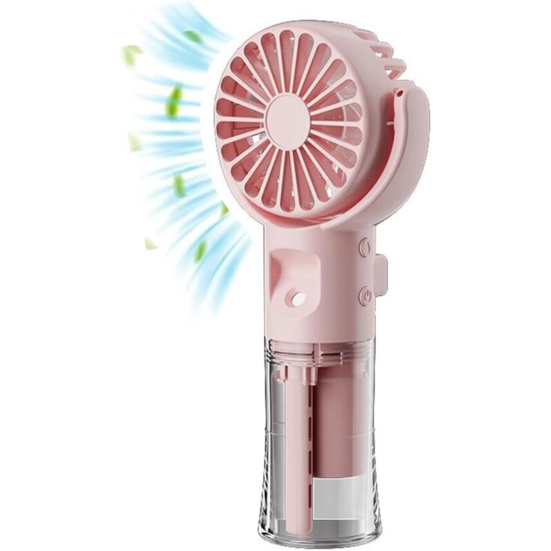 Enowelir Wiederaufladbarer, Tragbarer Nebelventilator Mit 4 Geschwindigkeitsstufen Für Garten, Terrasse, Außenbereich Und Zuhause, Rosa