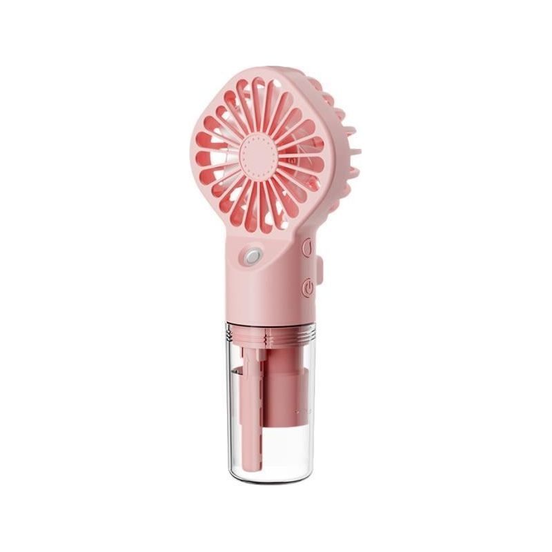 Enowelir Usb-wiederaufladbarer, Tragbarer Ventilator Mit Integriertem Luftbefeuchter, 4 Geschwindigkeitsstufen, Pinkes Design Für Büro, Schlafzimmer Und Zuhause