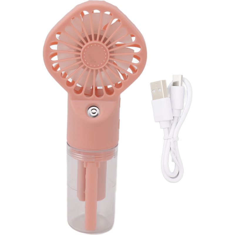 Enowelir Tragbarer, Wiederaufladbarer Usb-ventilator Mit Nebelfunktion, 4 Geschwindigkeitsstufen, Kaltwassersprühfunktion, Rosa, Für Garten, Terrasse, Balkon Und Außenbereich