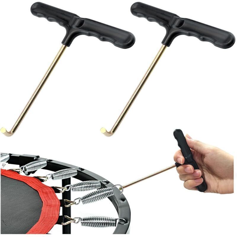 Enowelir Trampolinfeder-zugwerkzeug-set, 2 T-haken Mit Ergonomischen Kunststoffgriffen Für Einfache Montage, Gartenrenovierung, Heimwerkerarbeiten Im Freien