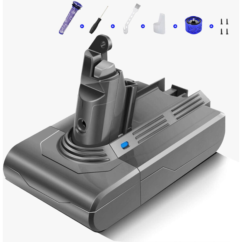 Enowelir 21,6 V 3000 Mah Akku, Kompatibel Mit Dyson V6 Dc58 Dc59 Dc61 Dc62 Dc72 Dc74 Sv03 Sv06 Sv09 + 9 Waschbare Zubehörteile