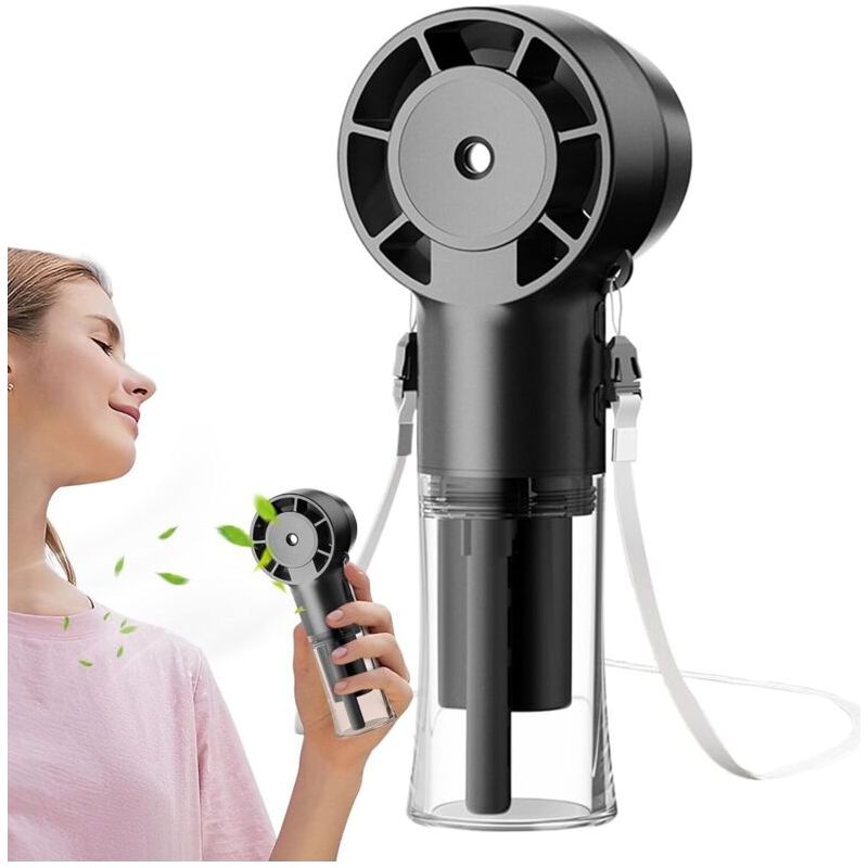 Wiederaufladbarer Tragbarer Ventilator Von Enowelir Mit 1200-mah-akku Und Sprühfunktion, Ideal Für Garten, Terrasse Und Zuhause, Schwarz